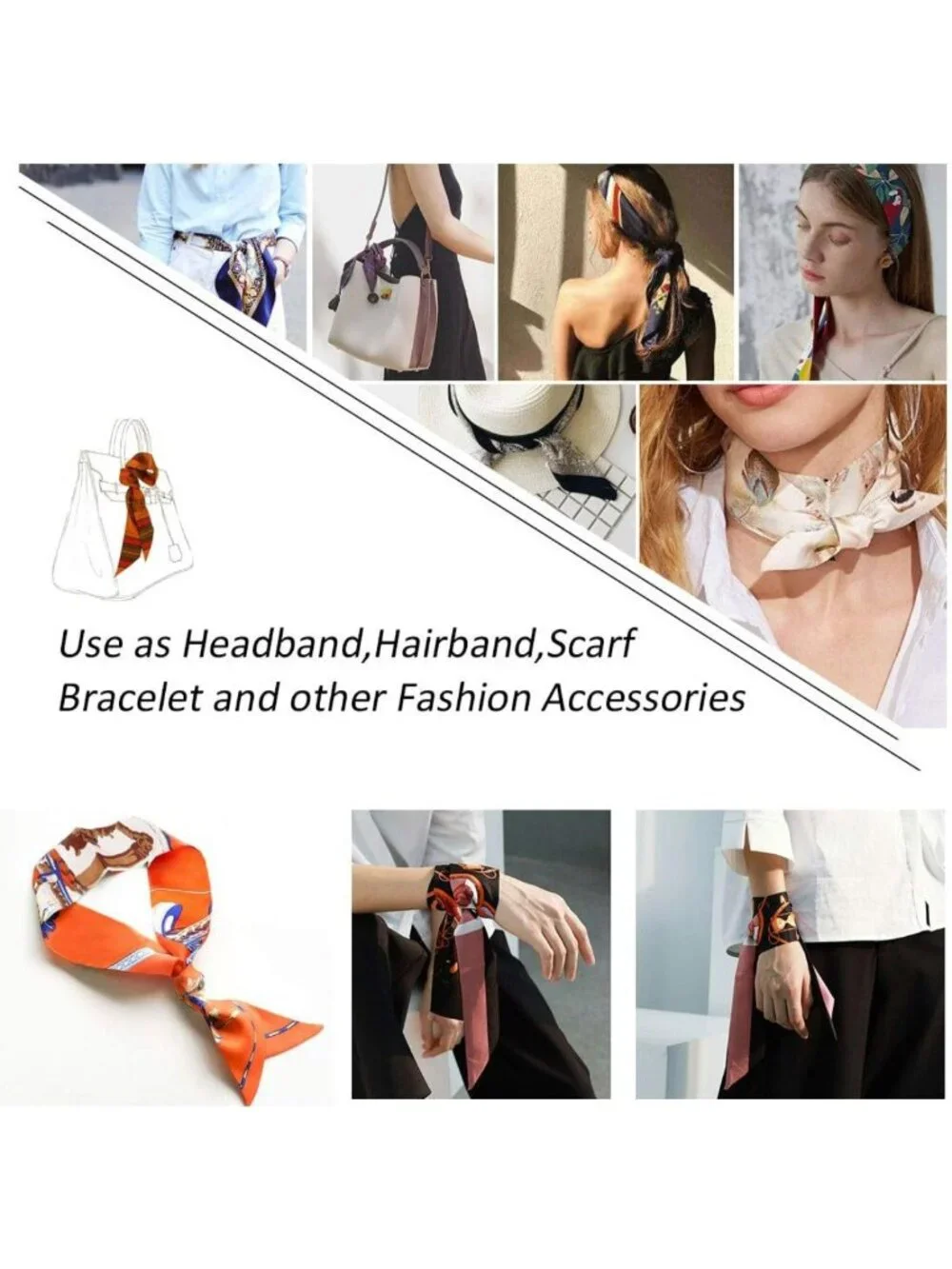 Stylish Scarf Bags for Women - 2/6/10 Pack Handbag Accessories & Hair Neck